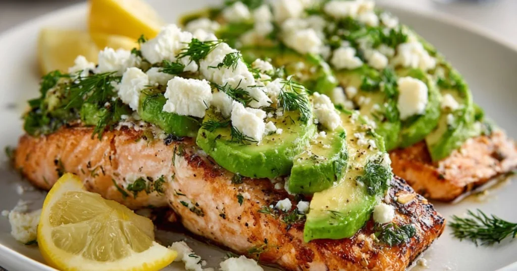 Baked Salmon with Avocado & Feta