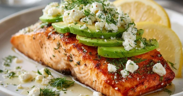 Baked Salmon with Avocado & Feta