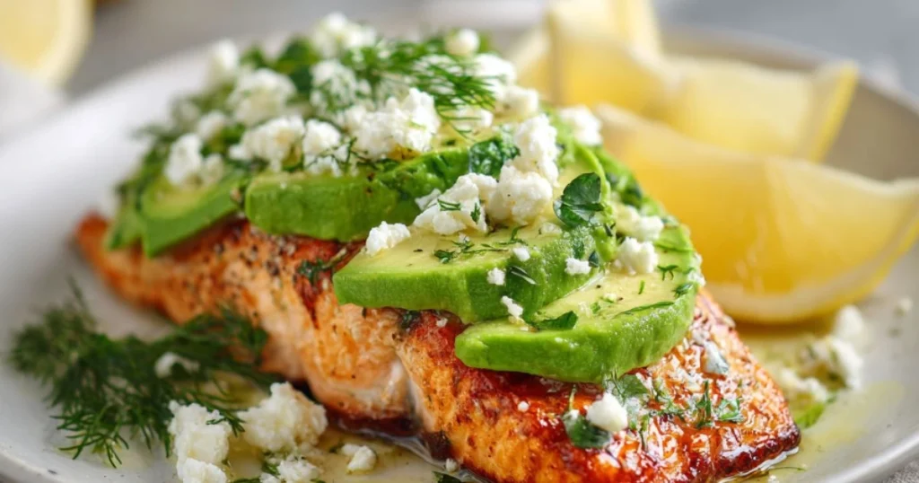 Baked Salmon with Avocado & Feta