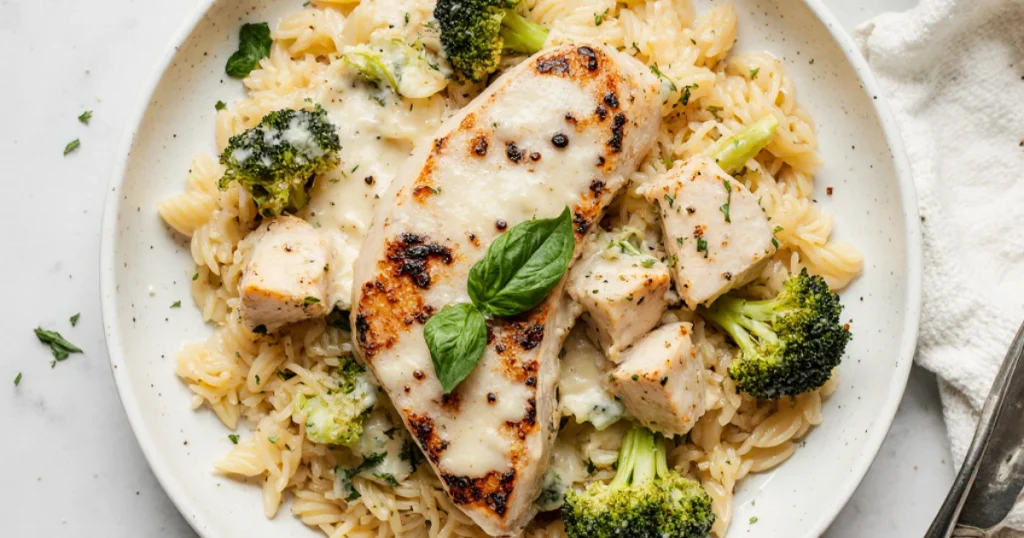 Cheesy Chicken Broccoli Orzo