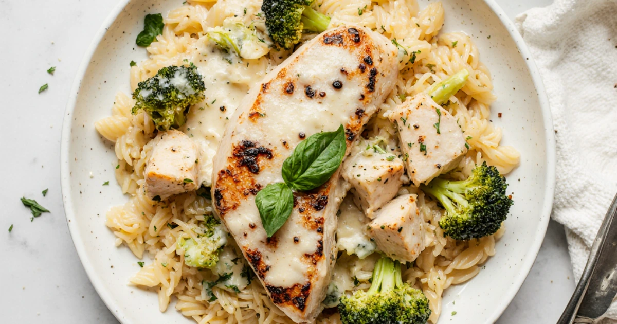 Cheesy Chicken Broccoli Orzo