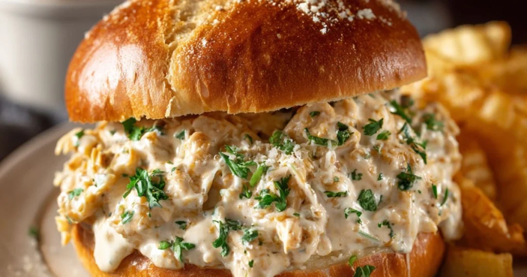 Creamy Chicken Alfredo Sloppy Joes