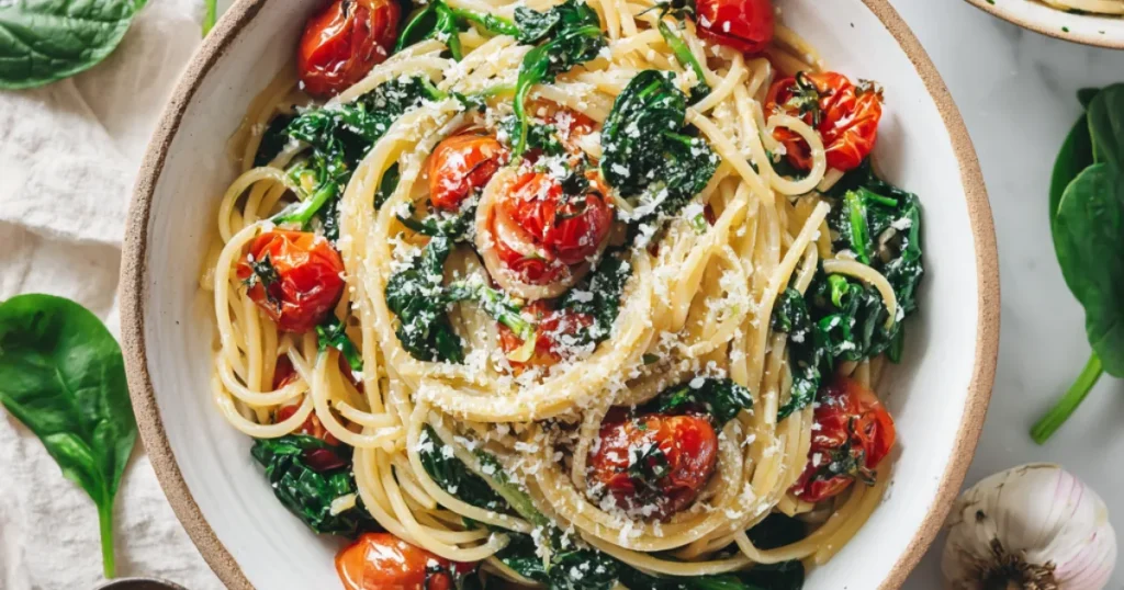 Easy Spinach Tomato Pasta