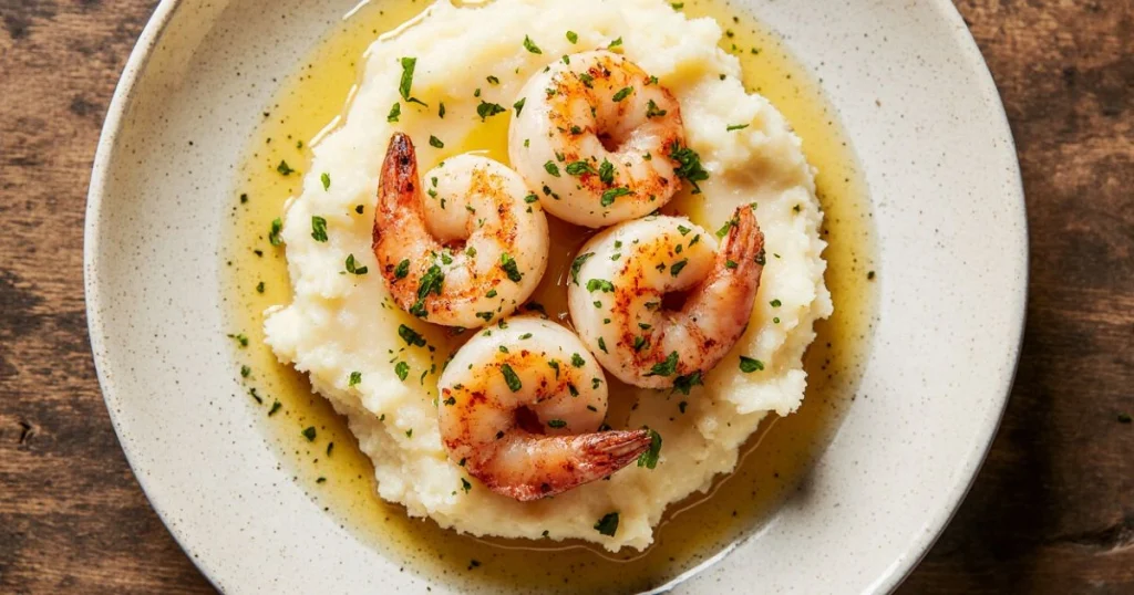 Shrimp Over Creamy Mashed Potatoes
