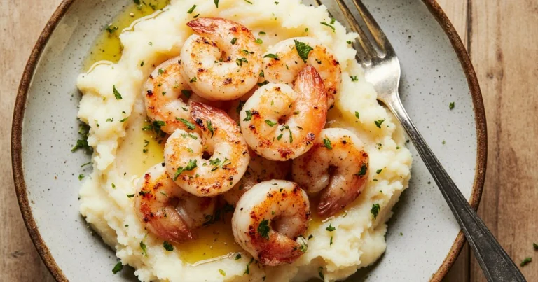 Shrimp Over Creamy Mashed Potatoes