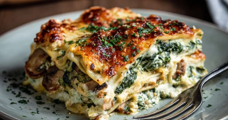 Creamy Spinach and Mushroom Lasagna