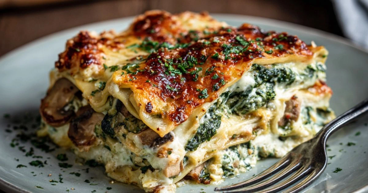 Creamy Spinach and Mushroom Lasagna