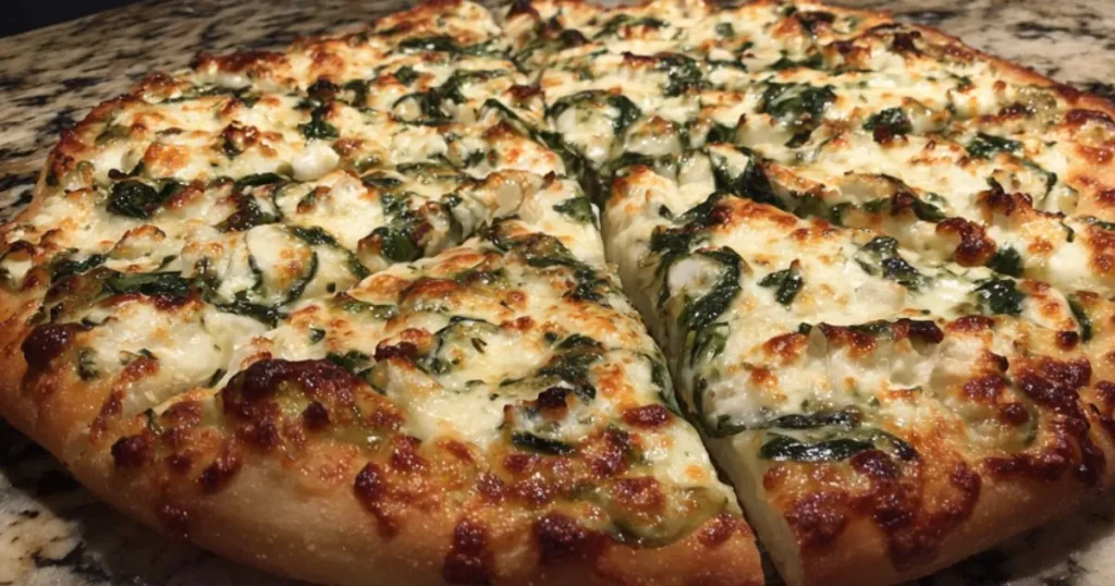 Greek Roasted Garlic Spinach White Pizza Delight