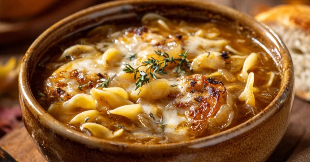 French Onion Pasta Bowl Soup Recipe