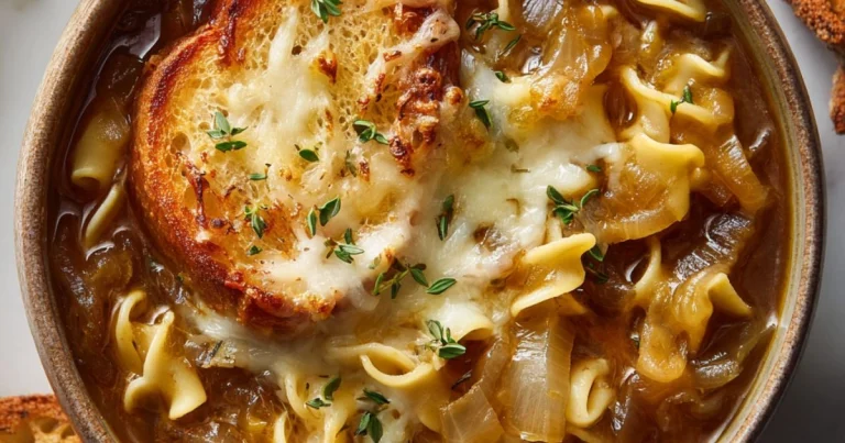 French Onion Pasta Bowl Soup Recipe
