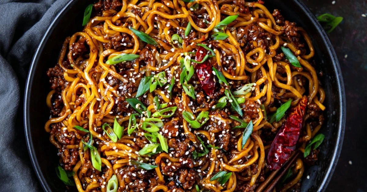 Mongolian Ground Beef Noodles