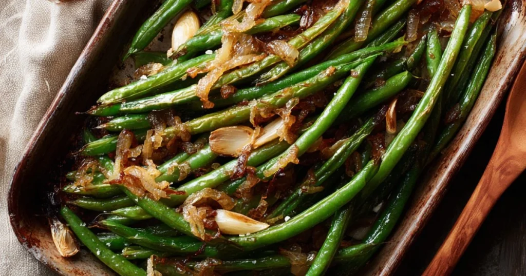 Roasted Green Beans with Caramelized Onions