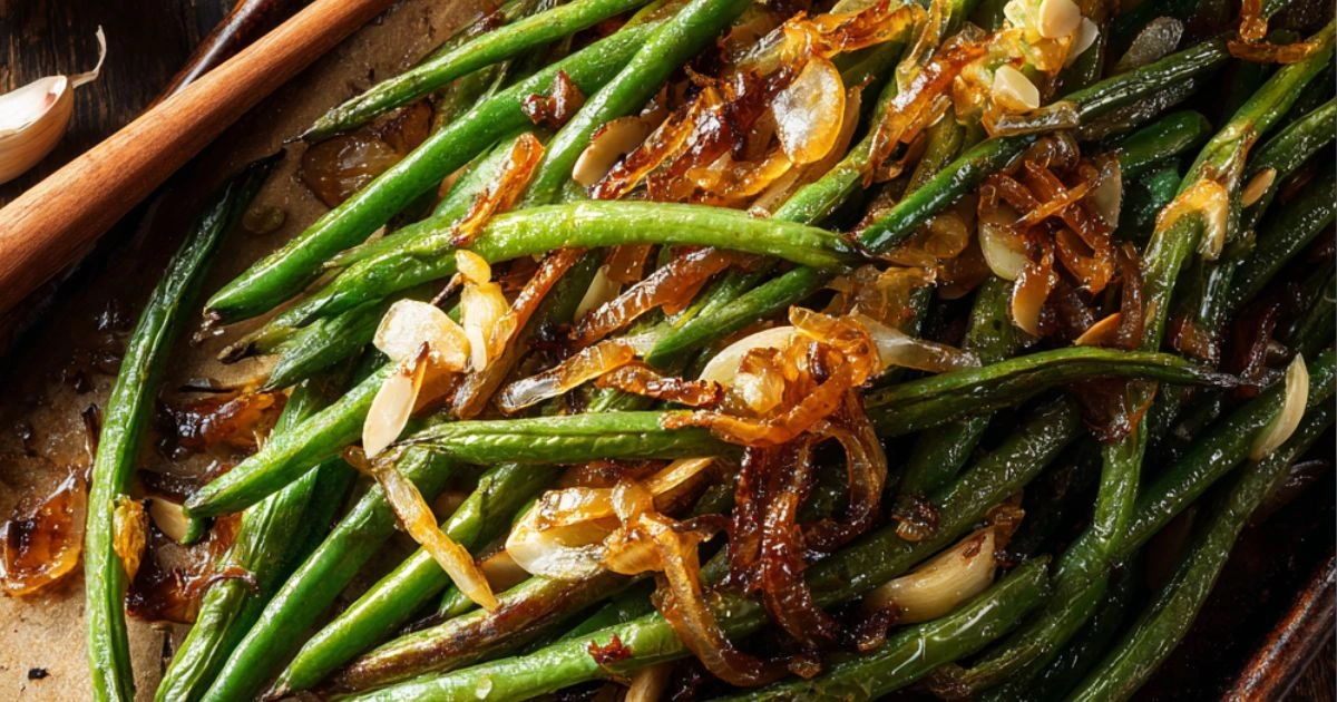 Roasted Green Beans with Caramelized Onions