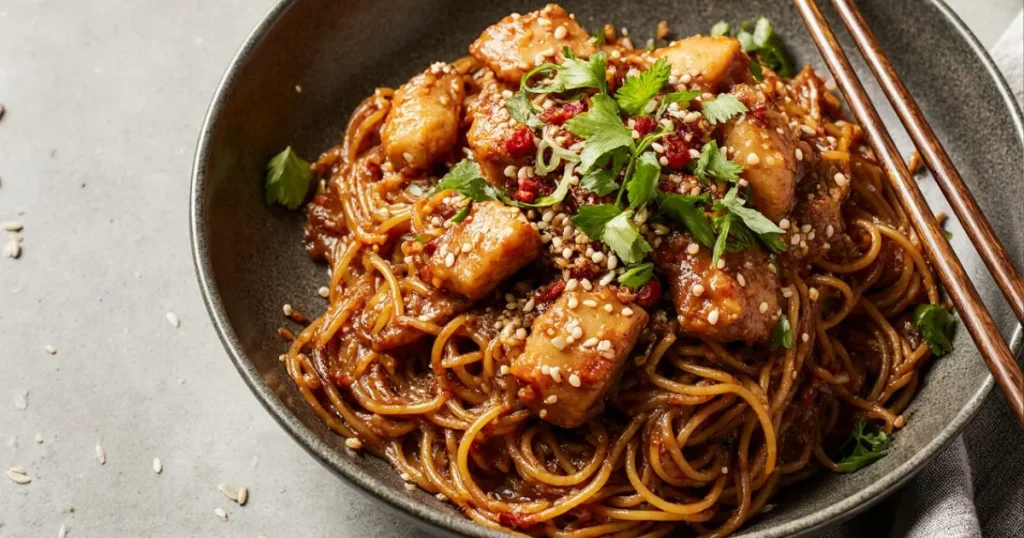 Sticky Garlic Chicken Noodles