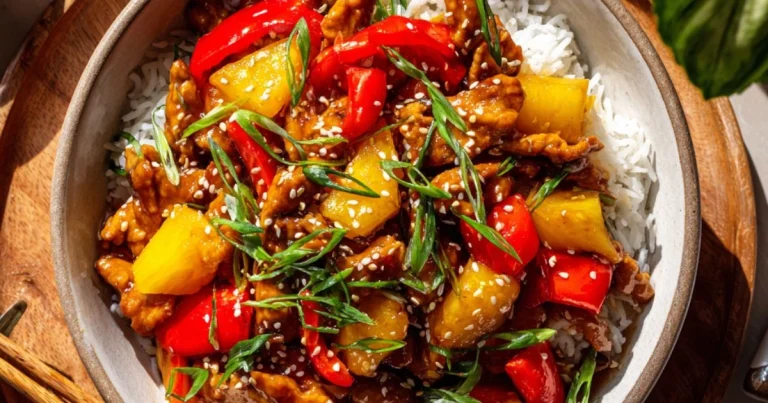 Teriyaki Soy Curls with Pineapple and Bell Pepper