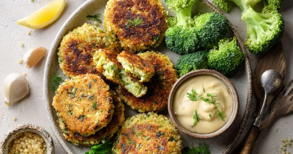 Vegan Broccoli and Quinoa Cakes