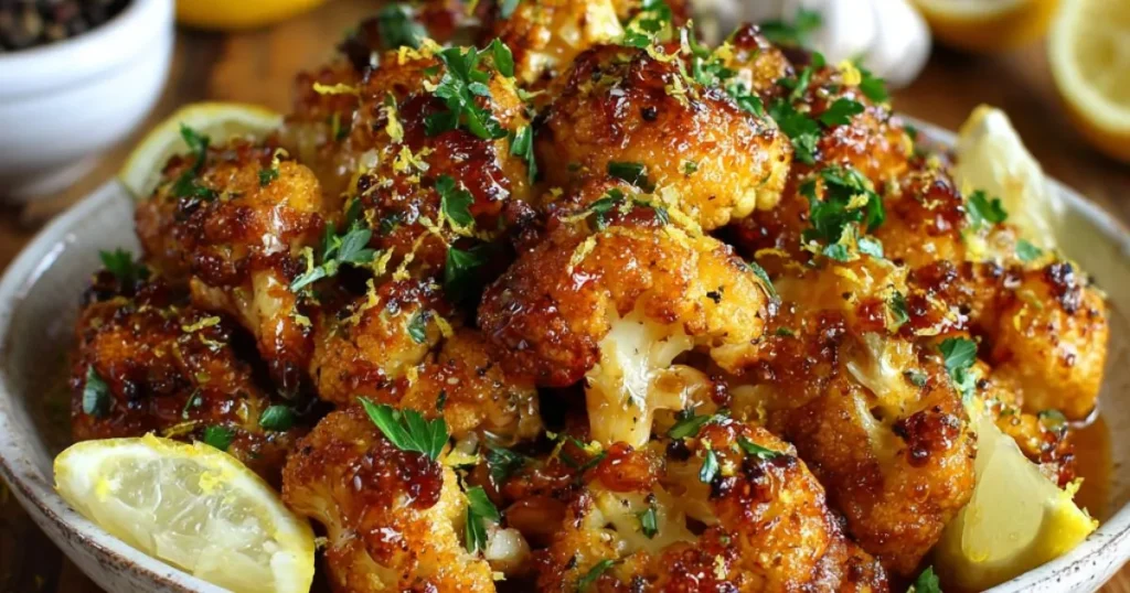 Vegan Lemon Pepper Glazed Cauliflower