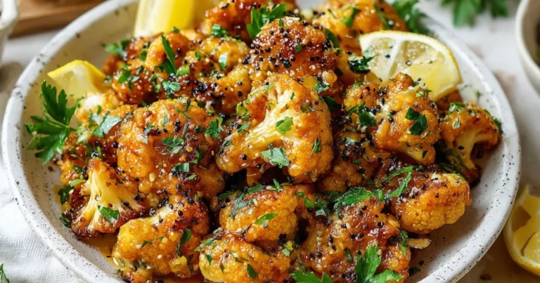 Vegan Lemon Pepper Glazed Cauliflower