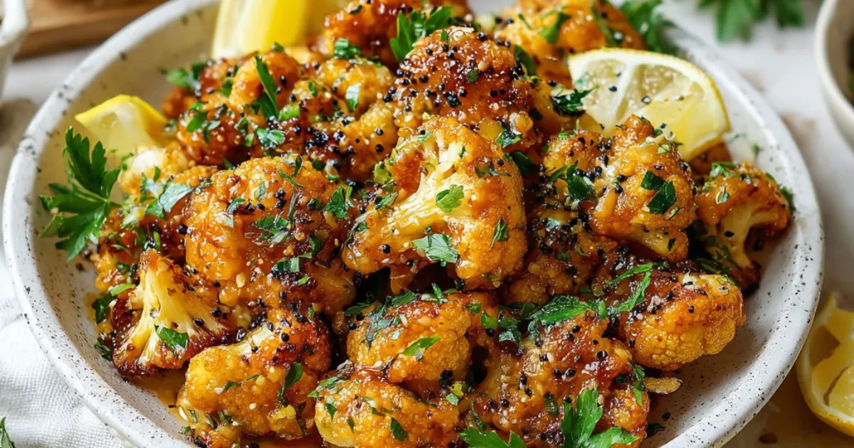 Vegan Lemon Pepper Glazed Cauliflower